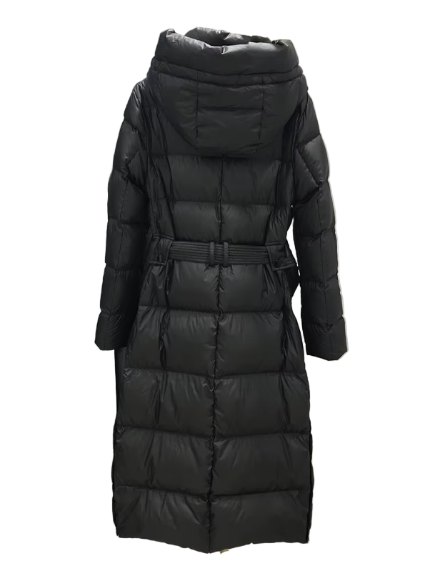 Timeless Warm Belted 90% White Duck Down Quilted Hooded Long Slim Fit Jacket for Women - B12-JKT-74