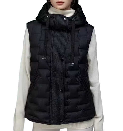 Timeless White Duck Down Quilted Hooded Lightweight Warm Vest for Women - B12-JKT-18