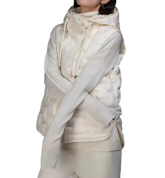 Timeless White Duck Down Quilted Hooded Lightweight Warm Vest for Women - B12-JKT-18