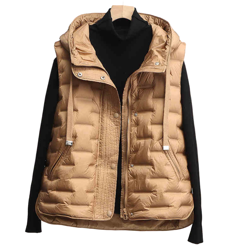 Timeless White Duck Down Quilted Hooded Lightweight Warm Vest for Women - B12-JKT-18