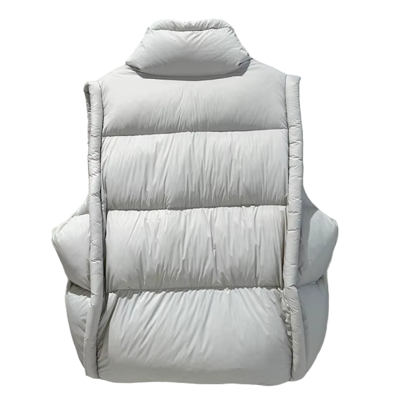 Timeless & Elegant  Drawstring Short White Duck Down Stand up Collar Loose-fit  Soft Sleeveless Vest for Women- B12-JKT-32