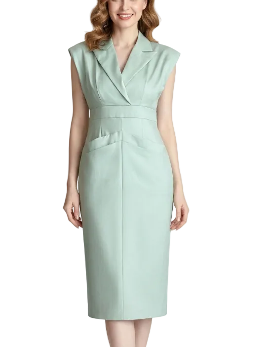 Timeless & Elegant Lapel V-Neck Versatile Pencil Dresses  - B4-DRESS-B383