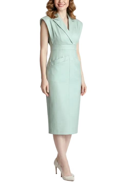 Timeless & Elegant Lapel V-Neck Versatile Pencil Dresses  - B4-DRESS-B383