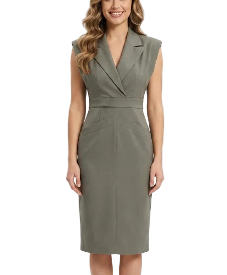 Timeless & Elegant Lapel V-Neck Versatile Pencil Dresses  - B4-DRESS-B383