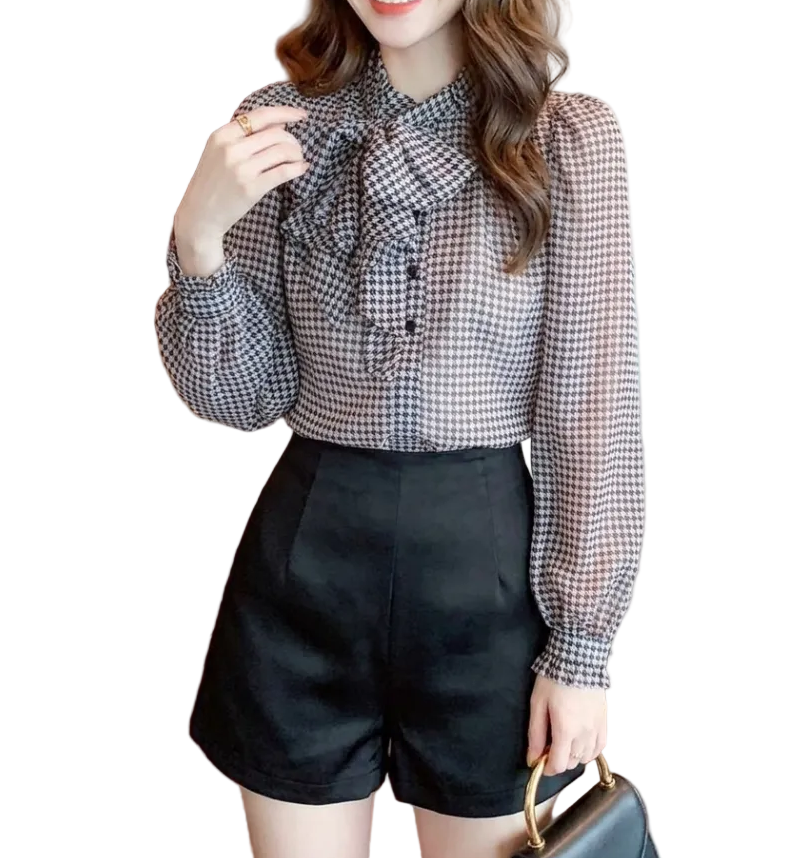 Timeless & Elegant Long Sleeve Bow Pullover Blouses for Women  - B13-TOP-328