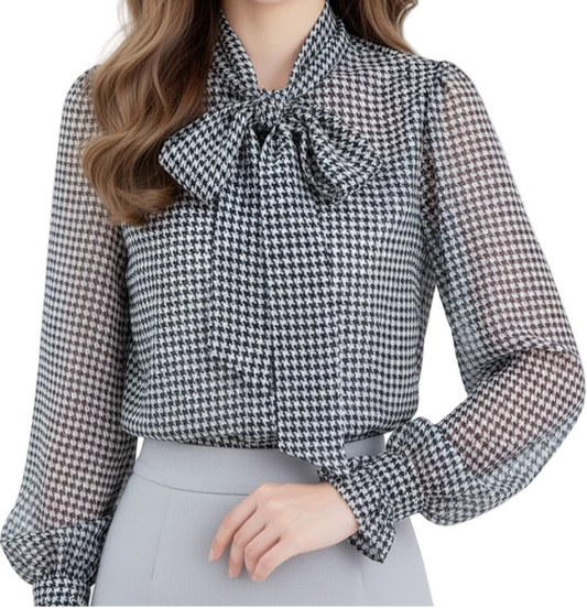Timeless & Elegant Long Sleeve Bow Pullover Blouses for Women  - B13-TOP-328