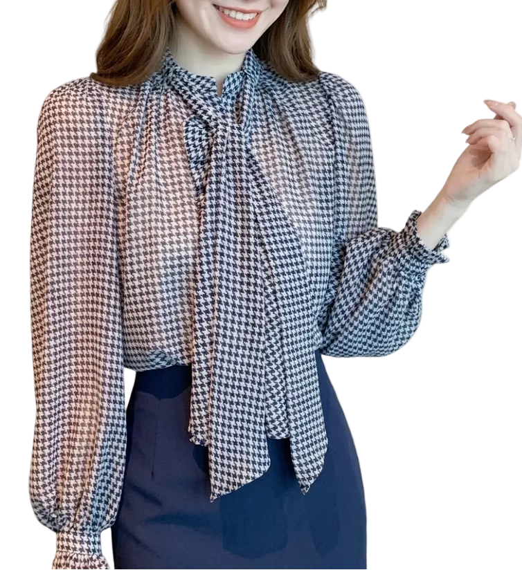 Timeless & Elegant Long Sleeve Bow Pullover Blouses for Women  - B13-TOP-328