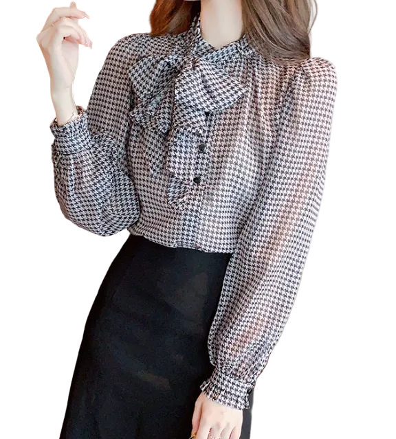 Timeless & Elegant Long Sleeve Bow Pullover Blouses for Women  - B13-TOP-328