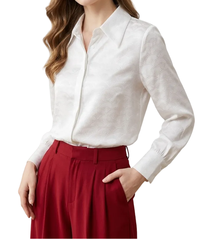 Timeless & Elegant Long Sleeve Collar Dress Shirt for Women  - B13-TOP-182