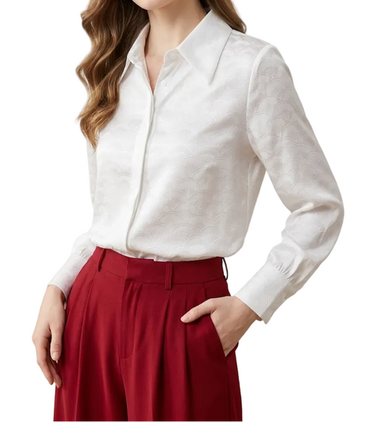 Timeless & Elegant Long Sleeve Collar Dress Shirt for Women  - B13-TOP-182