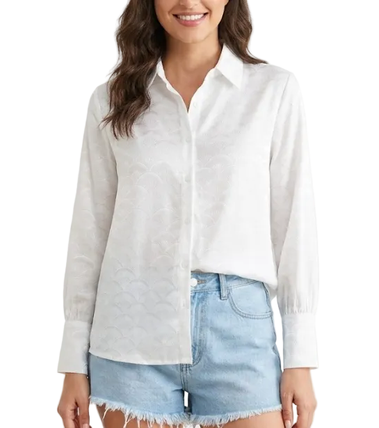 Timeless & Elegant Long Sleeve Collar Dress Shirt for Women  - B13-TOP-182