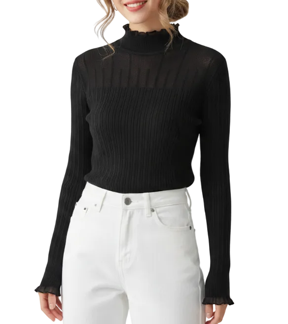Timeless & Elegant Long Sleeve Knitted Ribbed Blouses - B1-TOP-V196