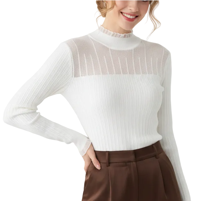 Timeless & Elegant Long Sleeve Knitted Ribbed Blouses - B1-TOP-V196