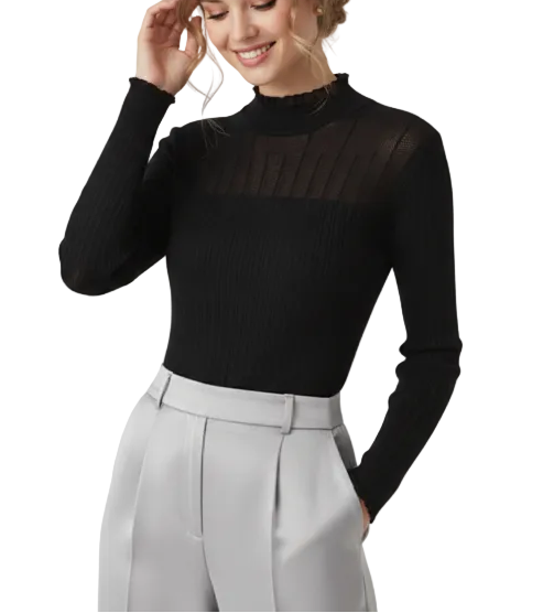 Timeless & Elegant Long Sleeve Knitted Ribbed Blouses - B1-TOP-V196