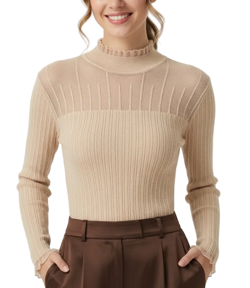 Timeless & Elegant Long Sleeve Knitted Ribbed Blouses - B1-TOP-V196