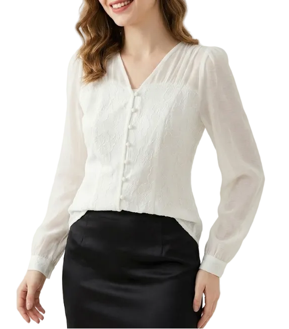 Timeless & Elegant Long Sleeve Slim-Fit Blouse for Women  - B13-TOP-118
