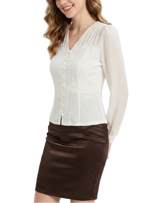 Timeless & Elegant Long Sleeve Slim-Fit Blouse for Women  - B13-TOP-118