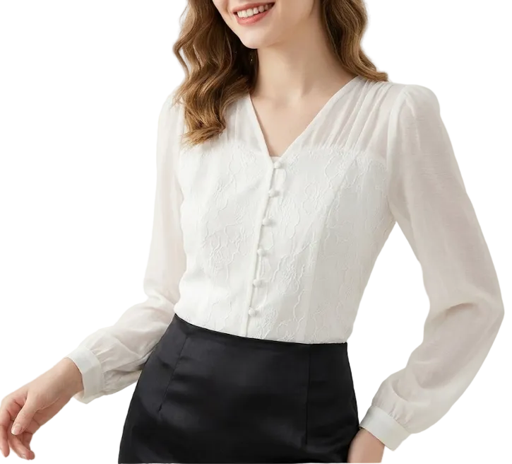 Timeless & Elegant Long Sleeve Slim-Fit Blouse for Women  - B13-TOP-118