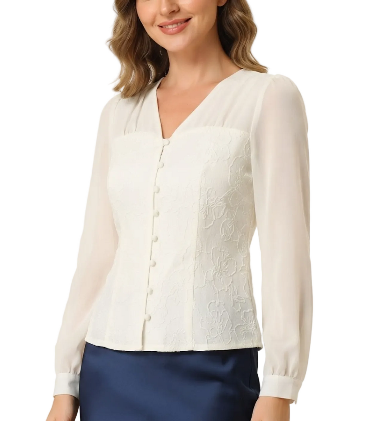 Timeless & Elegant Long Sleeve Slim-Fit Blouse for Women  - B13-TOP-118