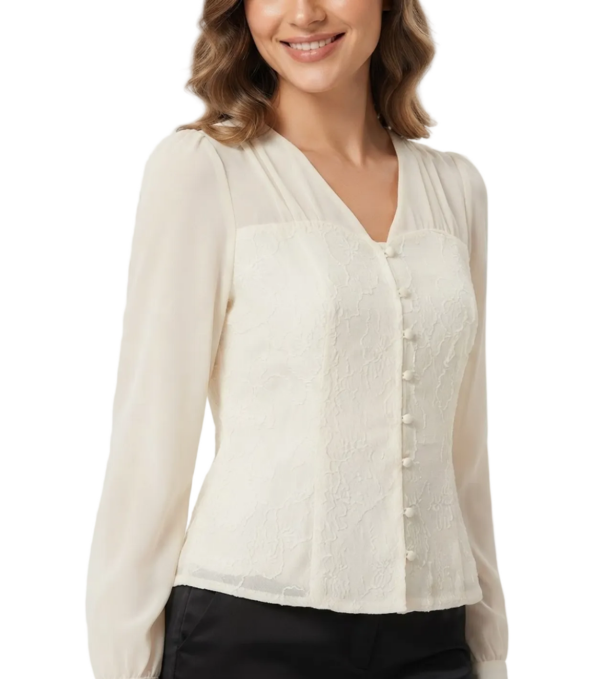 Timeless & Elegant Long Sleeve Slim-Fit Blouse for Women  - B13-TOP-118