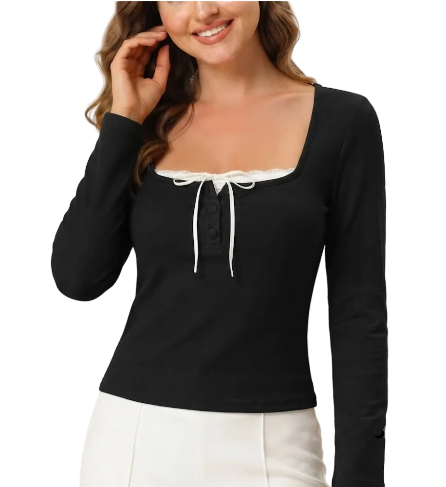 Timeless & Elegant Long Sleeve Square-neck Tops for Women - BP-B20 -TOP-105