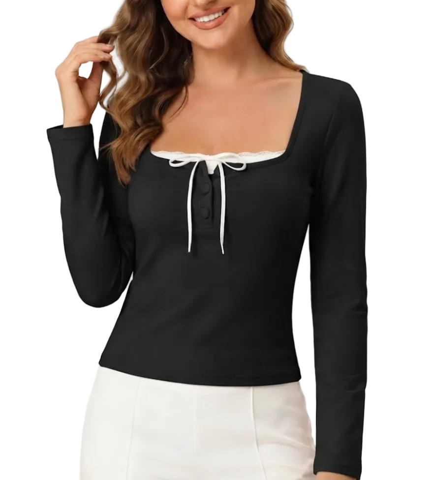 Timeless & Elegant Long Sleeve Square-neck Tops for Women - BP-B20 -TOP-105