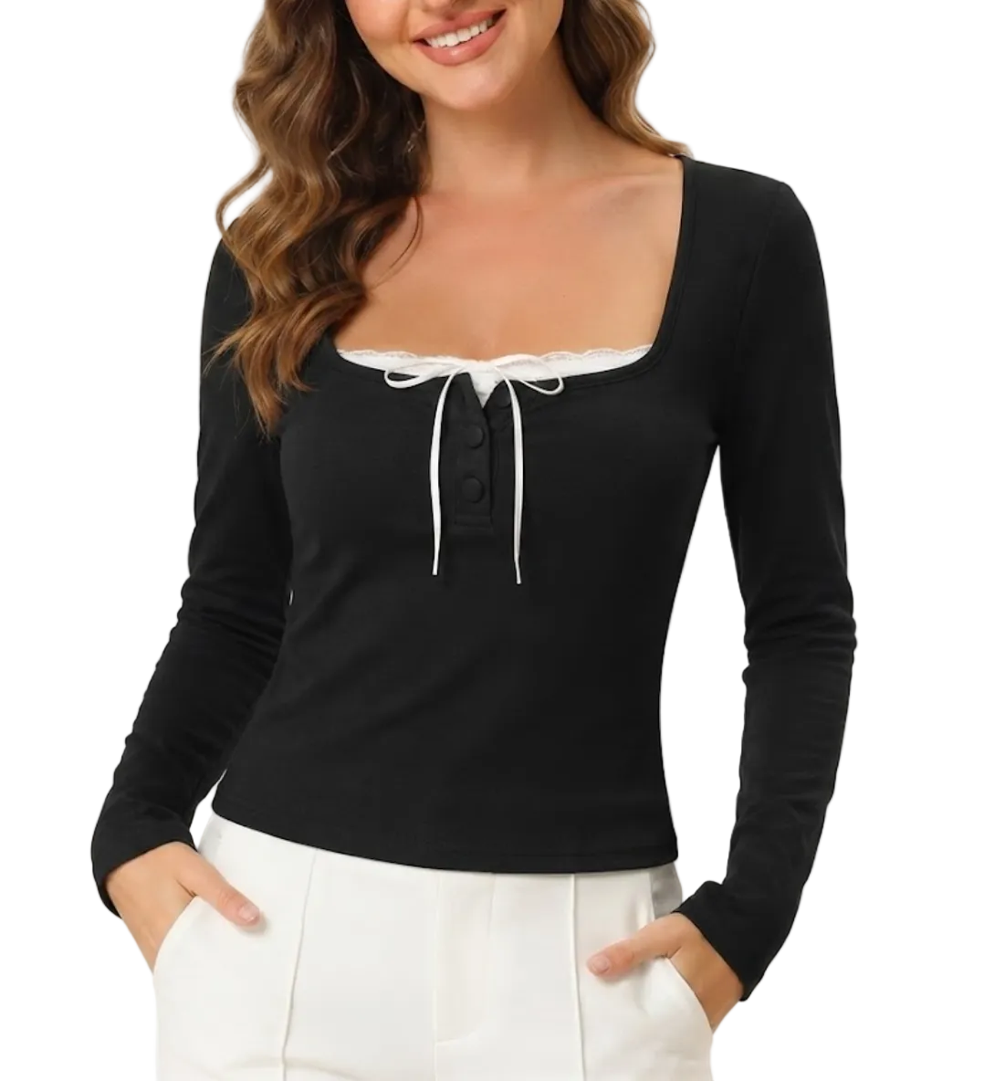 Timeless & Elegant Long Sleeve Square-neck Tops for Women - BP-B20 -TOP-105