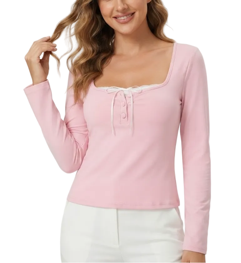 Timeless & Elegant Long Sleeve Square-neck Tops for Women - BP-B20 -TOP-105
