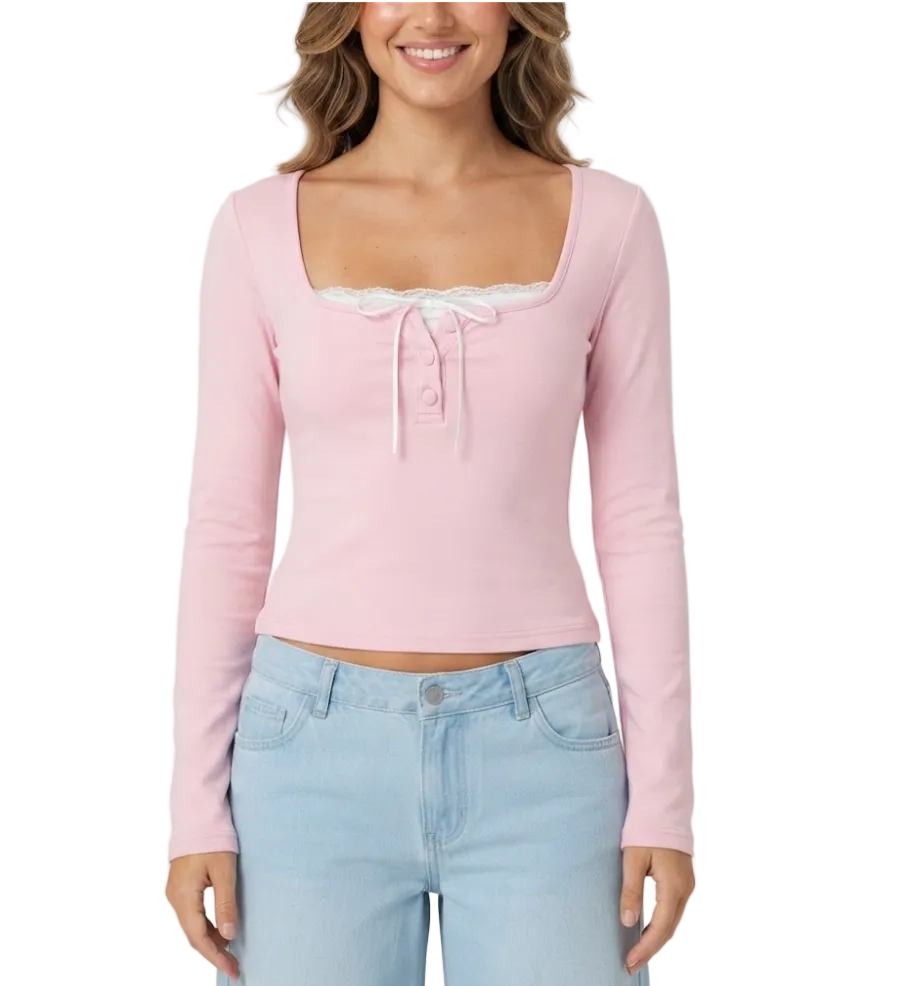 Timeless & Elegant Long Sleeve Square-neck Tops for Women - BP-B20 -TOP-105