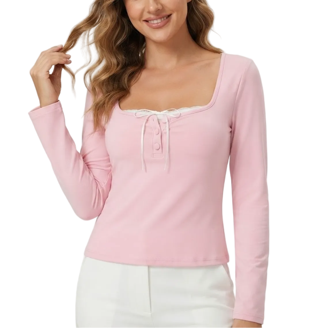 Timeless & Elegant Long Sleeve Square-neck Tops for Women - BP-B20 -TOP-105