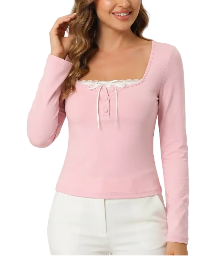 Timeless & Elegant Long Sleeve Square-neck Tops for Women - BP-B20 -TOP-105