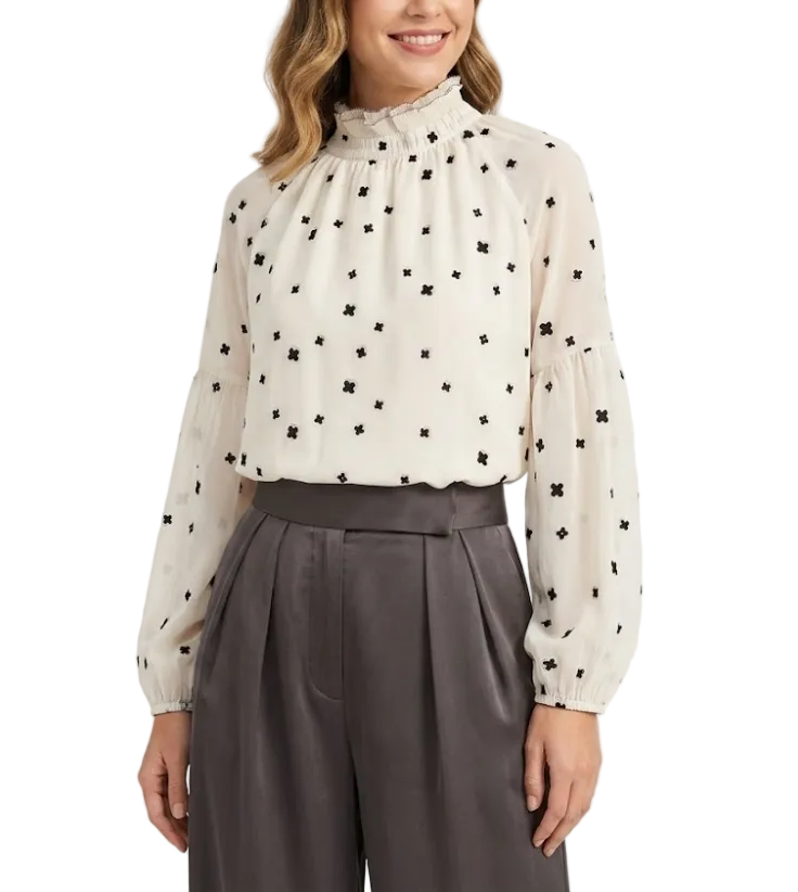 Timeless & Elegant Long Sleeve  Turtleneck Chiffon Blouse for Women  - B13-TOP-213