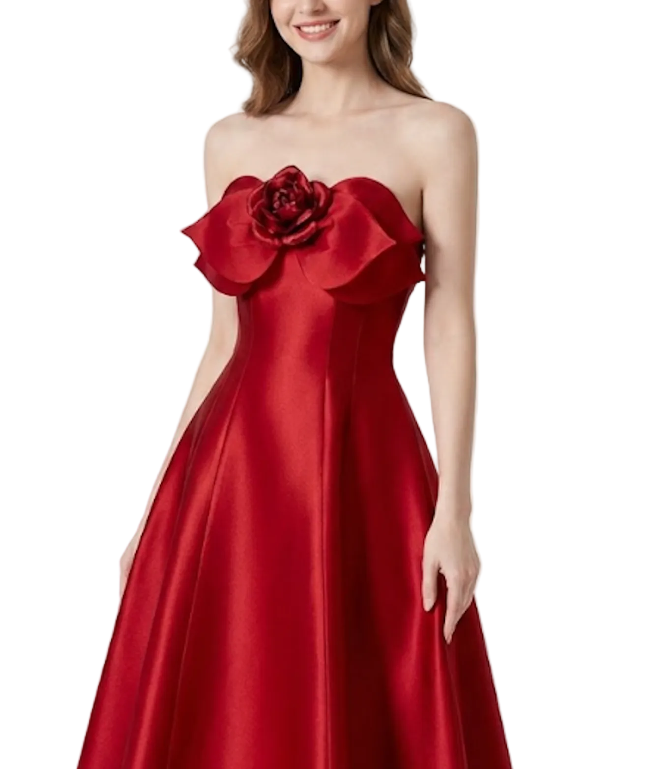 Timeless & Elegant Satin-Silk Strapless a Line Prom Dress Evening Dresses  - B4-DRESS-B373