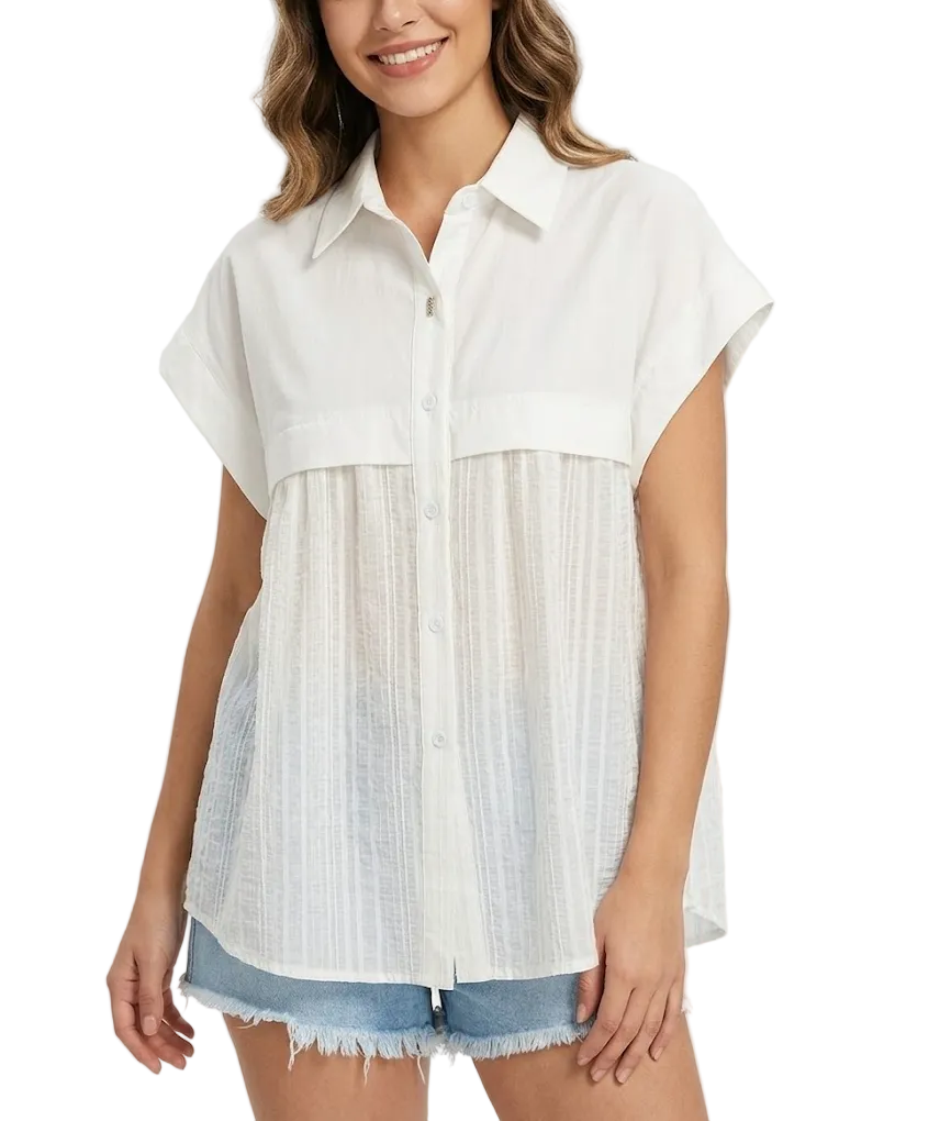 Timeless & Elegant Short Cap Sleeve Comfy Summer Blouses for Women  - B6-TOP-B704