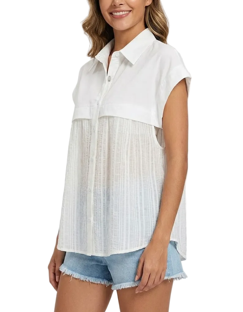 Timeless & Elegant Short Cap Sleeve Comfy Summer Blouses for Women  - B6-TOP-B704