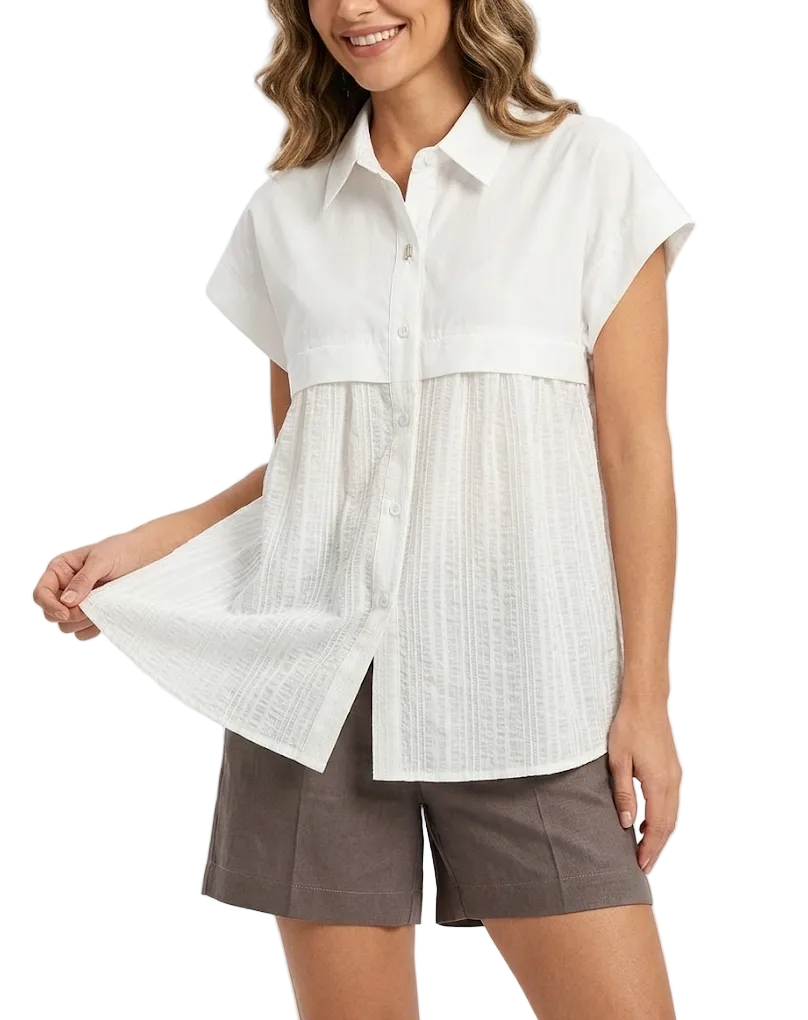 Timeless & Elegant Short Cap Sleeve Comfy Summer Blouses for Women  - B6-TOP-B704
