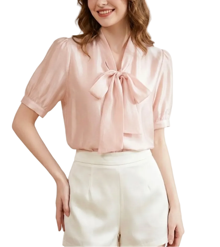 Timeless & Elegant Short Puff Sleeve Blouses for Women  - B13-TOP-401