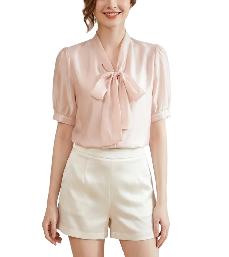 Timeless & Elegant Short Puff Sleeve Blouses for Women  - B13-TOP-401