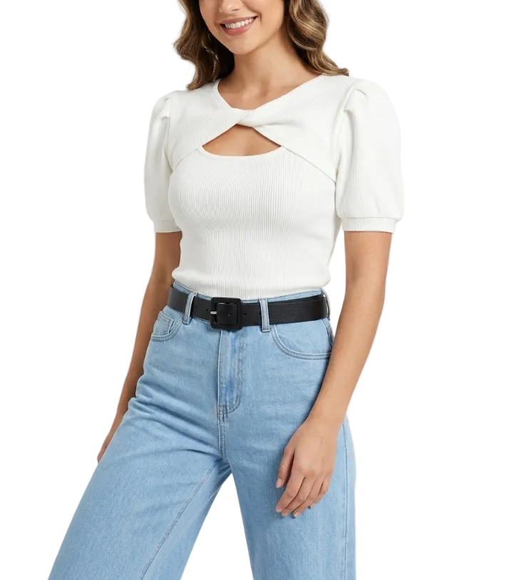 Timeless & Elegant Short Puff Sleeve Blouses for Women - B1-TOP-V150