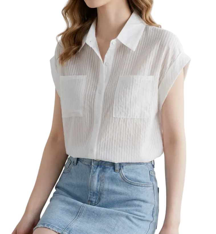 Timeless & Elegant Short Sleeve Collar Shirts for Women  - B13-TOP- 63