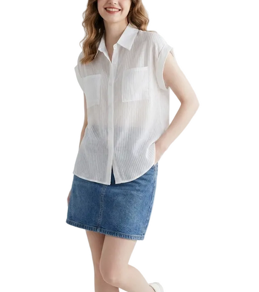 Timeless & Elegant Short Sleeve Collar Shirts for Women  - B13-TOP- 63