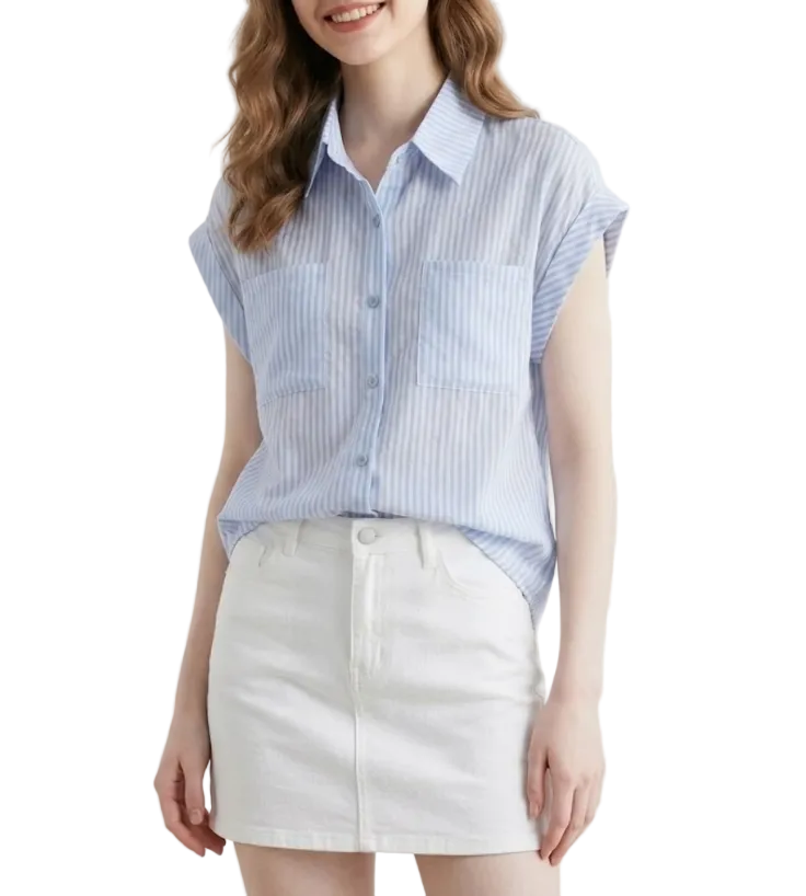 Timeless & Elegant Short Sleeve Collar Shirts for Women  - B13-TOP- 63