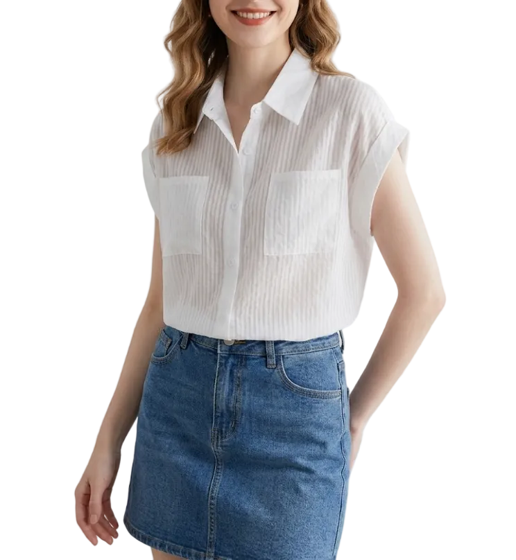 Timeless & Elegant Short Sleeve Collar Shirts for Women  - B13-TOP- 63