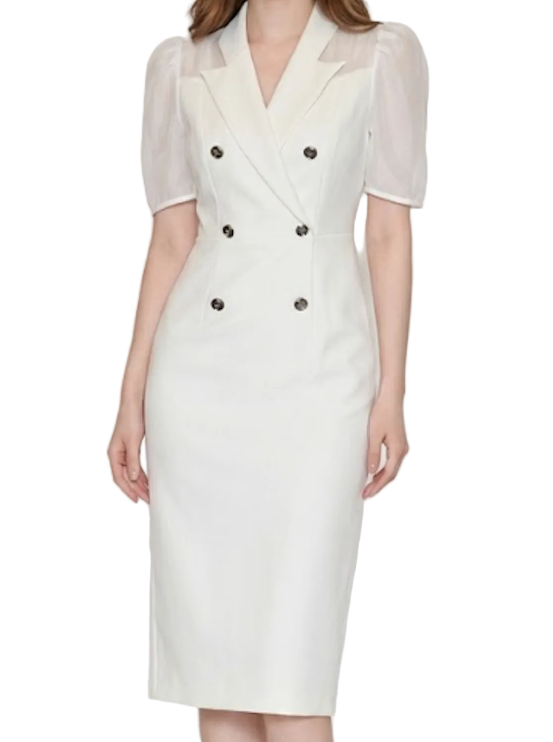 Timeless & Elegant Short Sleeve Lapel V-Neck Versatile Pencil Dresses  - B4-DRESS-B370