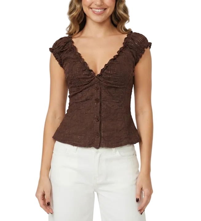 Timeless & Elegant Short Sleeve V-Neck Fitted Button Front Shirts for Women - BP-B20 -TOP-25