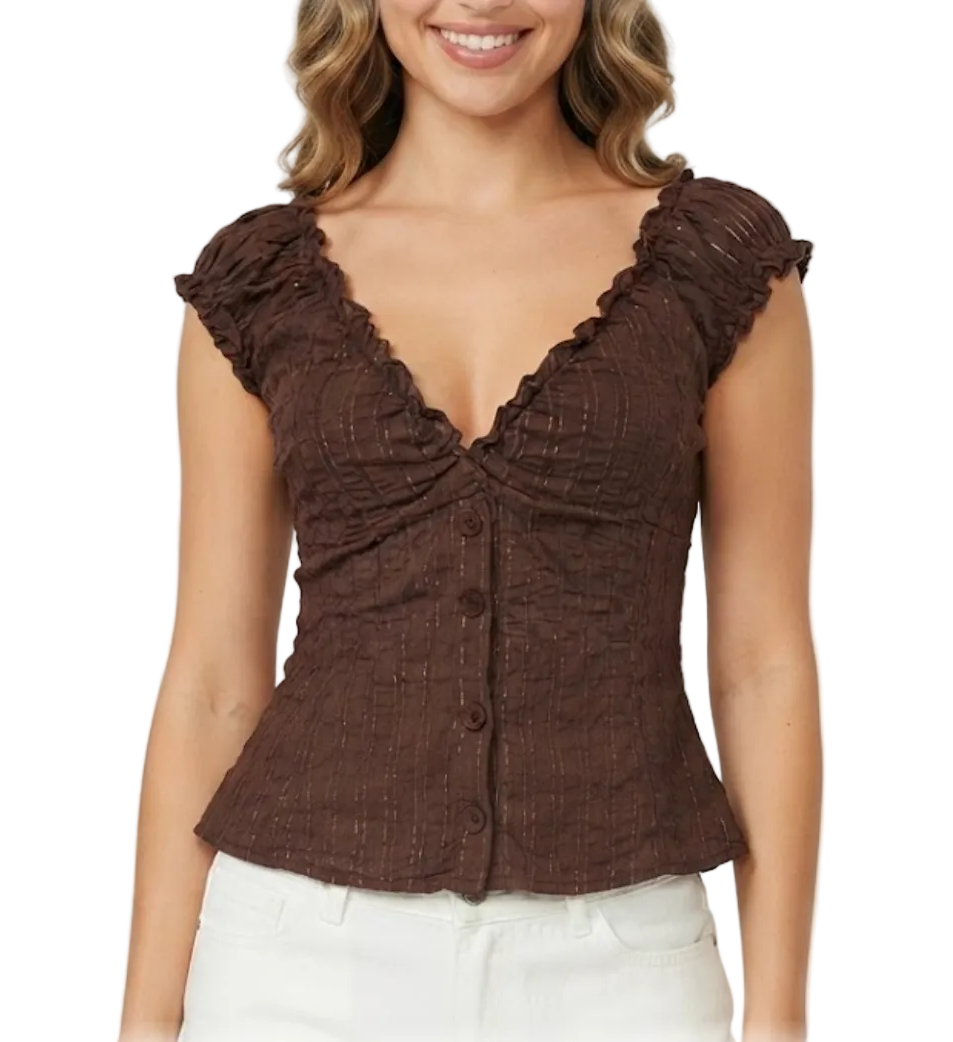 Timeless & Elegant Short Sleeve V-Neck Fitted Button Front Shirts for Women - BP-B20 -TOP-25