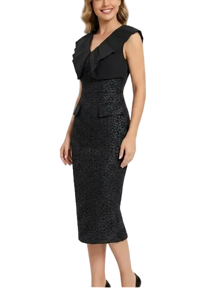 Timeless & Elegant Short Sleeve V-Neck Versatile Pencil Dresses  - B4-DRESS-B403