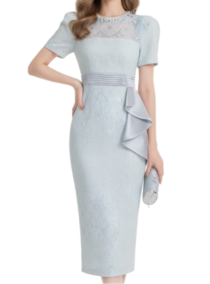 Timeless  & Elegant Short Sleeves Pencil Versatile Dresses  - B4-DRESS-B376