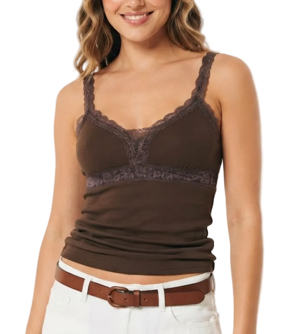 Timeless & Elegant Sleeveless Lace Strap Sweetheart-neck Ribbed Tank-Tops for Women - BP-B20 -TOP-181