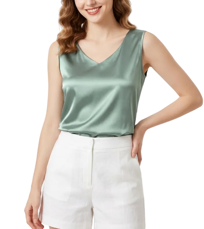 Timeless & Elegant Sleeveless Satin-Silk Blouses for Women  - B13-TOP-208
